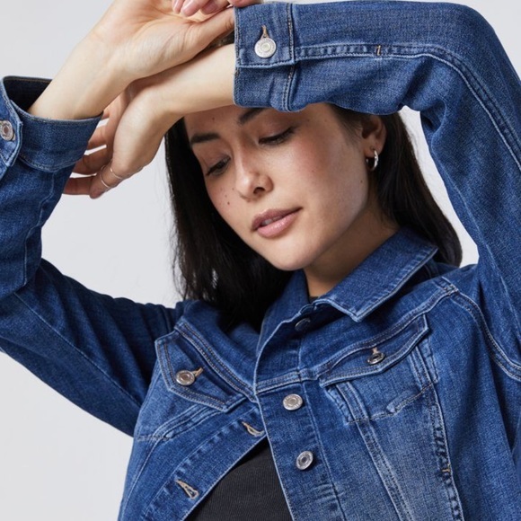 🆕 Mavi Samantha Denim Jacket Cropped | Mid Brushed Feather Blue - Picture 7 of 10